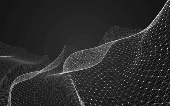 Abstract polygonal space low poly dark background with connecting dots and lines. Connection structure. 3d rendering