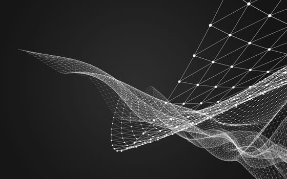 Abstract polygonal space low poly dark background with connecting dots and lines. Connection structure. 3d rendering