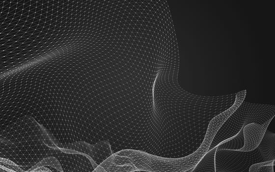 Abstract polygonal space low poly dark background with connecting dots and lines. Connection structure. 3d rendering