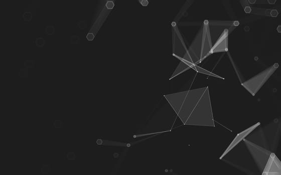 Abstract polygonal space low poly dark background with connecting dots and lines. Connection structure. 3d rendering