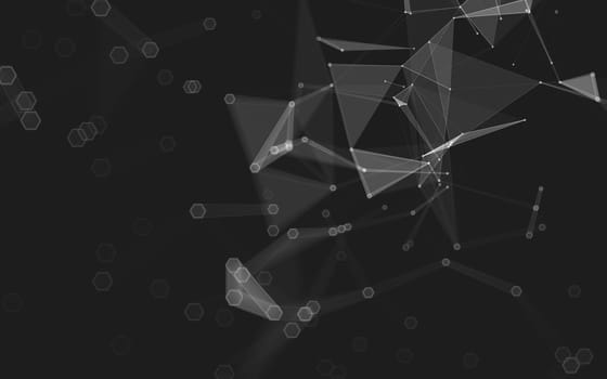 Abstract polygonal space low poly dark background with connecting dots and lines. Connection structure. 3d rendering