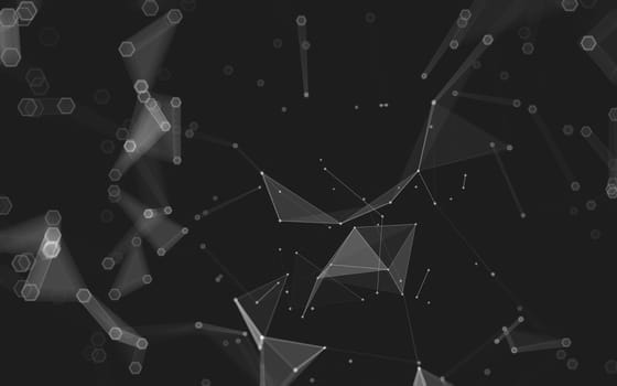 Abstract polygonal space low poly dark background with connecting dots and lines. Connection structure. 3d rendering