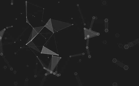 Abstract polygonal space low poly dark background with connecting dots and lines. Connection structure. 3d rendering