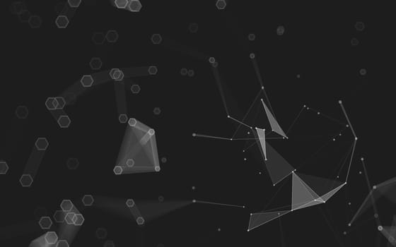 Abstract polygonal space low poly dark background with connecting dots and lines. Connection structure. 3d rendering