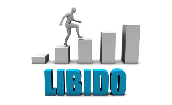 Libido 3D Concept  in Blue with Bar Chart Graph