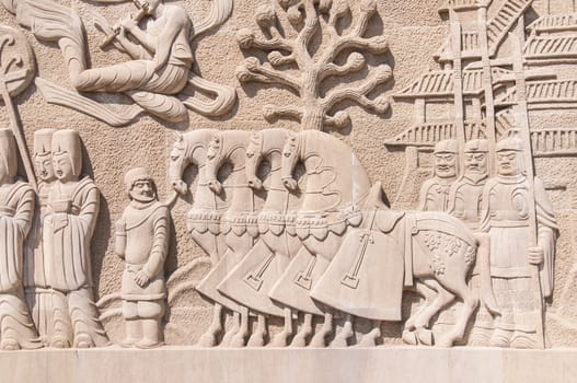 The horizontal view of the Chinese relief