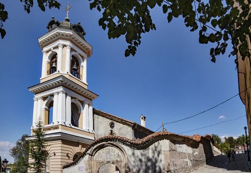 A sunny summer day view of st. The virgin Mary church in Plovdivs old town, Bulgaria, Europe. Horizontal image.