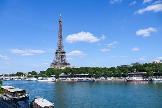 Eiffel Tower in Paris with Seine, France, Europe