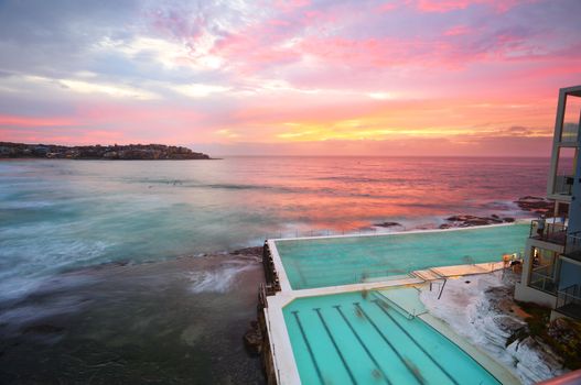 Bondi Australia, views over the southern rockshelf at sunrise.