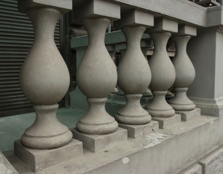 old stone balusters handrail close-up