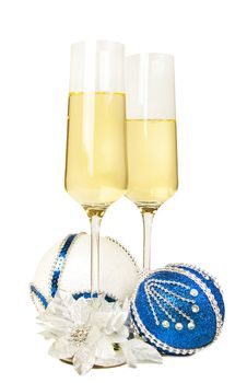 New year 2017 composition with two glasses of Champagne