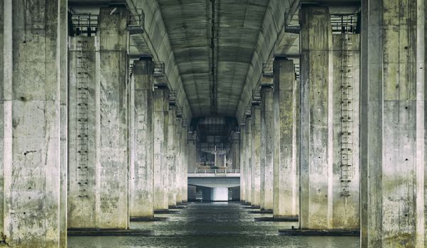 View under bridge on the River 