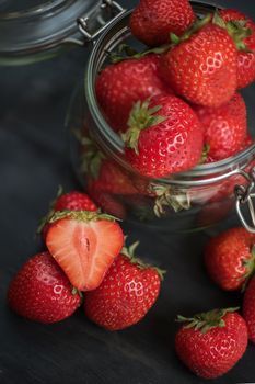 Fresh ripe strawberry in a glass