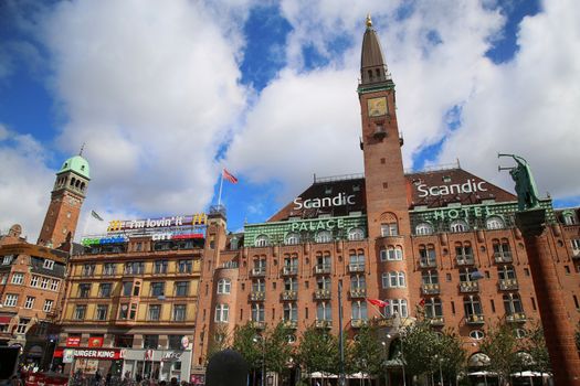 COPENHAGEN, DENMARK - AUGUST 14, 2016: Scandic Palace Hotel is a residential hotel on City Hall Square(The hotel was built by Anders Jensen, from 1909. ) in Copenhagen, Denmark on August 14, 2016.