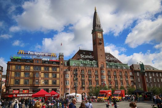 COPENHAGEN, DENMARK - AUGUST 14, 2016: Scandic Palace Hotel is a residential hotel on City Hall Square(The hotel was built by Anders Jensen, from 1909. ) in Copenhagen, Denmark on August 14, 2016.