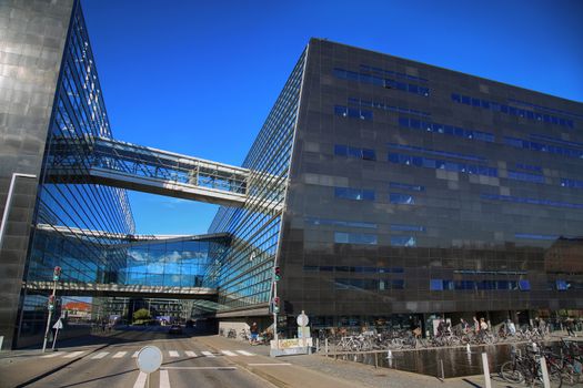 Copenhagen, Denmark – August  16, 2016:  The Black Diamond, The Copenhagen Royal Library (Det Kongelige Bibliotek) is the national library of Denmark in Copenhagen, Denmark