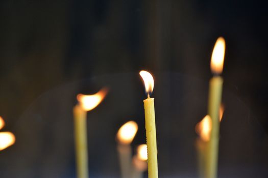 Some candles in a church in Bulgaria