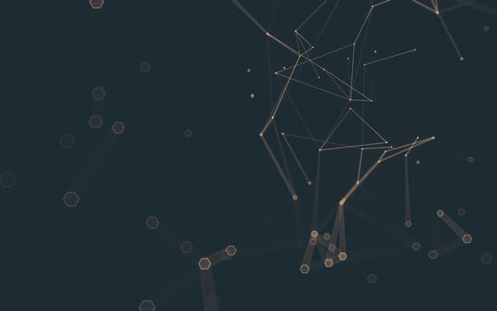 Abstract polygonal space low poly dark background with connecting dots and lines. Connection structure. 3d rendering