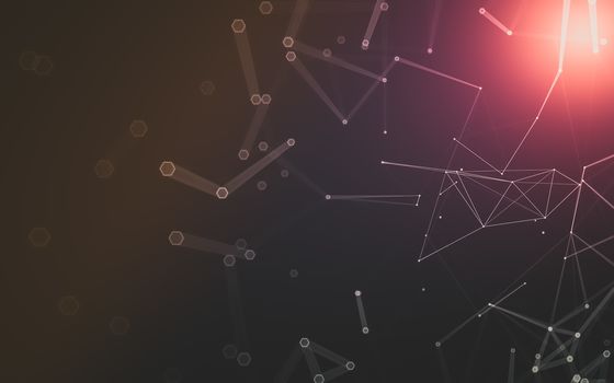 Abstract polygonal space low poly dark background with connecting dots and lines. Connection structure. 3d rendering