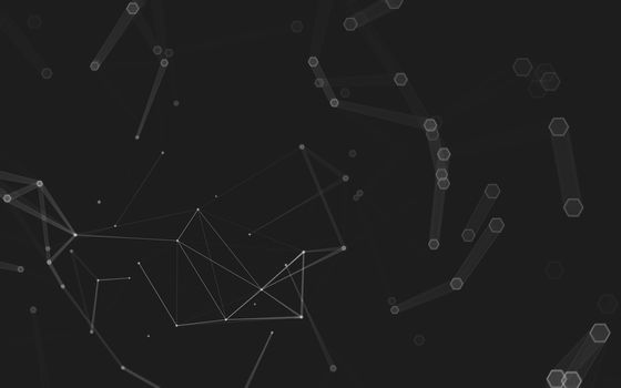 Abstract polygonal space low poly dark background with connecting dots and lines. Connection structure. 3d rendering