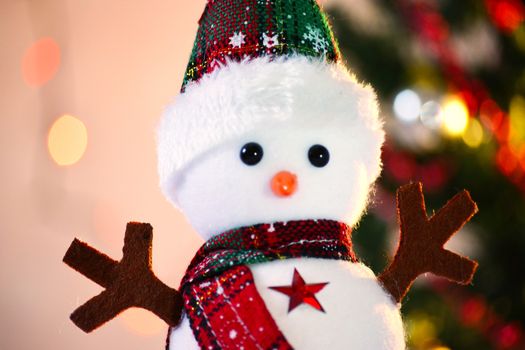 Detail of little snowman. Christmas decoration. Winter small figure.