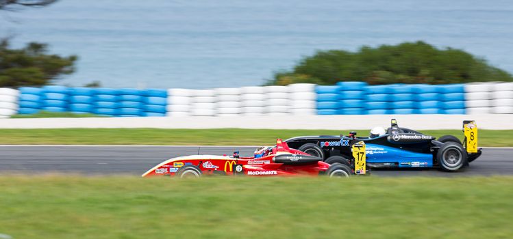 MELBOURNE/AUSTRALIA - SEPTEMBER 10, 2016: Christopher Anthony behind the wheel of the McDonalds Gilmour Racing Formula 3 car for Race 2 at Round 6 of the Shannon's Nationals at Phillip Island GP Track in Victoria, Australia 9-11 September.