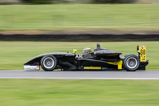 MELBOURNE/AUSTRALIA - SEPTEMBER 10, 2016: Tim Macrow behind the wheel of the AIE Alpine Motorsports Formula 3 car for qualifying at Round 6 of the Shannon's Nationals at Phillip Island GP Track in Victoria, Australia 9-11 September.