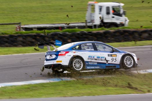 MELBOURNE/AUSTRALIA - SEPTEMBER 10, 2016: One of the  6 MARC Ford Focus Entries coming off on turn 10 at Round 6 of the Shannon's Nationals at Phillip Island GP Track in Victoria, Australia 9-11 September.