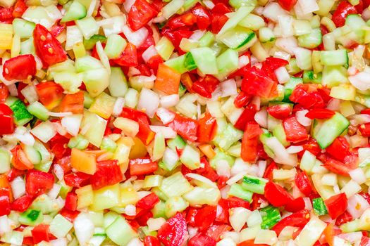 Vegetable salad mix of fresh sliced tomatoes, onions, peppers and cucumbers