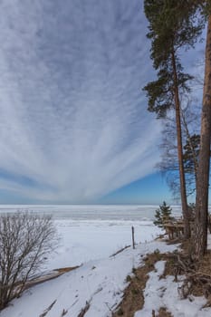 winter snow sea coast Baltic Sea Latvia Saulkrasti