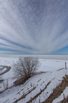 winter snow sea coast Baltic Sea Latvia Saulkrasti