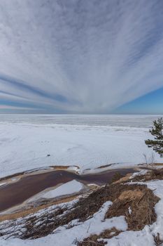 winter snow sea coast Baltic Sea Latvia Saulkrasti