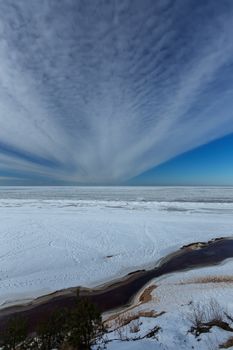 winter snow sea coast Baltic Sea Latvia Saulkrasti