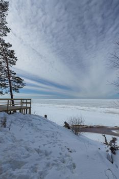 winter snow sea coast Baltic Sea Latvia Saulkrasti