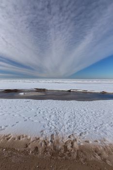 winter snow sea coast Baltic Sea Latvia Saulkrasti