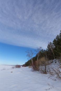 winter snow sea coast Baltic Sea Latvia Saulkrasti