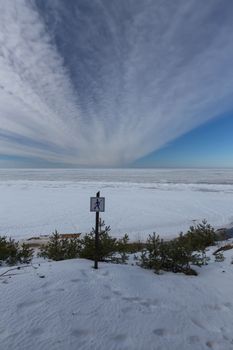 winter snow sea coast Baltic Sea Latvia Saulkrasti