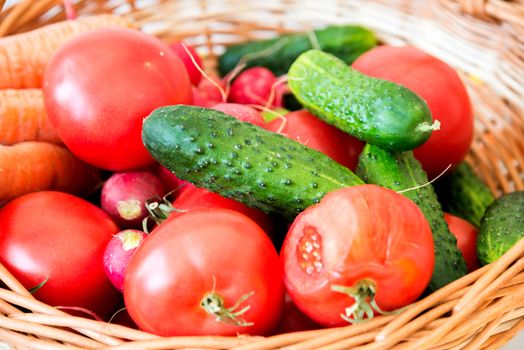 Mix of variuos vegetables in the basket