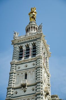 Basilica of Notre Dame de la Garde and old port in Marseille, France, Europe