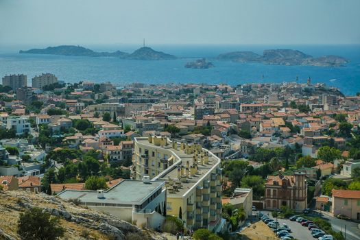 Basilica of Notre Dame de la Garde and old port in Marseille, France, Europe