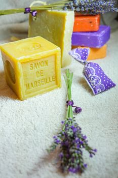 Marseille soap natural Multicolor soaps handmade with organic oil of lavender ond another flowers