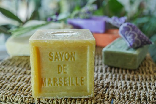 Marseille soap natural Multicolor soaps handmade with organic oil of lavender ond another flowers