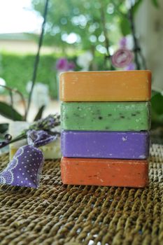 Marseille soap natural Multicolor soaps handmade with organic oil of lavender ond another flowers