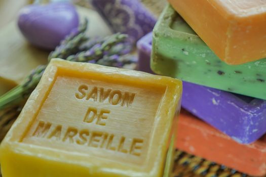 Marseille soap natural Multicolor soaps handmade with organic oil of lavender ond another flowers
