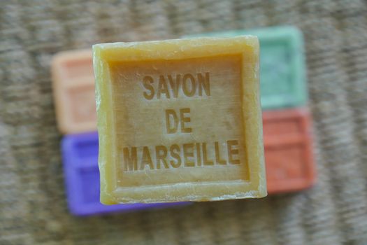 Marseille soap natural Multicolor soaps handmade with organic oil of lavender ond another flowers
