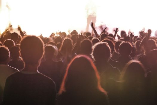 Rock concert. Light show,Public, France, Europe
