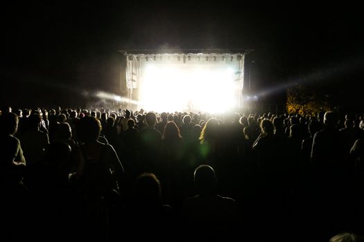 Rock concert. Light show,Public, France, Europe