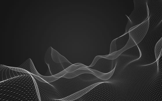 Abstract polygonal space low poly dark background with connecting dots and lines. Connection structure. 3d rendering