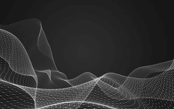 Abstract polygonal space low poly dark background with connecting dots and lines. Connection structure. 3d rendering