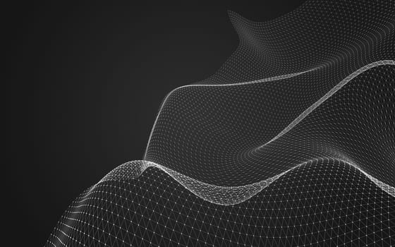 Abstract polygonal space low poly dark background with connecting dots and lines. Connection structure. 3d rendering